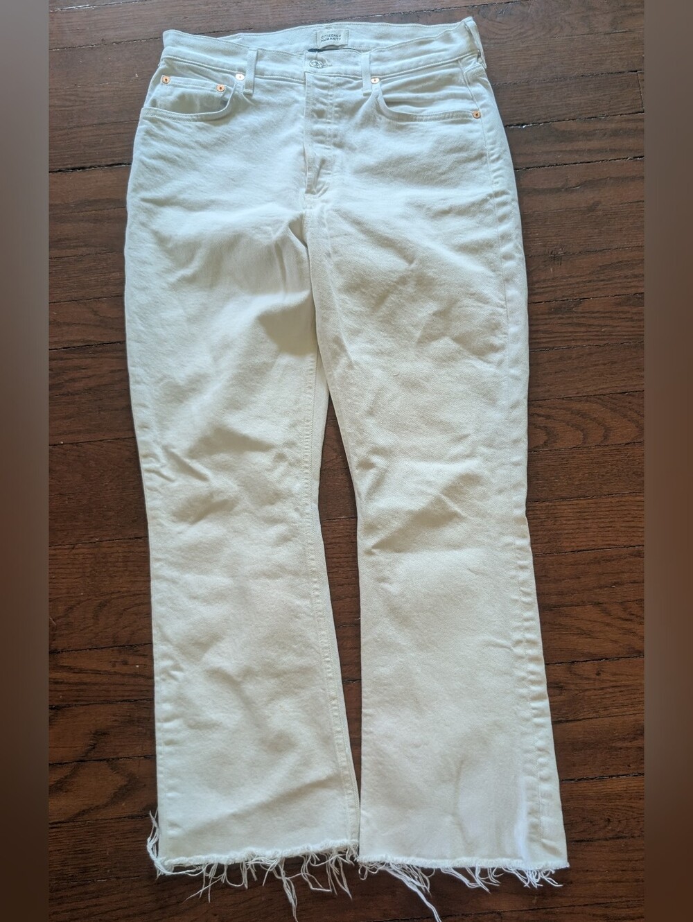 Citizens Of Humanity White High waisted Jeans Fringe Bottom 28